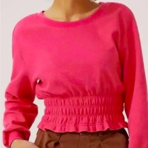 Anthropologie Tops - Anthropologie Maeve Hot Pink Smocked Waist Top